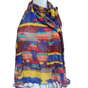 Tribal Ethnic Southwestern Aztec Geometric Print Rectangle Scarf Wrap W/Fringe